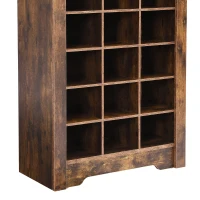 Contemporary Shoe Cabinet with 30 Cubbies, Free Standing Tall Storage Cabinet for Hallway or Bedroom, 24.5" L x 13" W x 74" H, Rustic Brown(m-10)