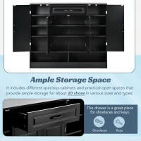 Vinsetto Sleek and Modern Shoe Cabinet with Adjustable Shelves, Minimalist Shoe Storage Organizer, Space-Saving Design, 47.5" L x 12" W x 39.5" H, Black(m-7)