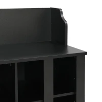 Shoe Cabinet Storage with Shelves and 4 Hooks, Elegant Hall Tree with Wall Mounted Coat Rack, Entryway Organizer for Hallway, Mudroom, Black(m-10)