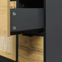 Vinsetto Elegant Rattan TV Stand for TVs up to 65", Boho Style Media Console with Adjustable Shelves, Cable Management, Steel Gray(m-9)