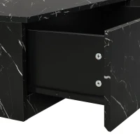TV Stand with Faux Marble and Walnut Finish, Modular Entertainment Center for TVs up to 88", 4 Storage Drawers, Black(m-11)