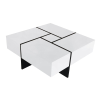 Unique Design Coffee Table with 4 Hidden Storage Compartments, Extendable Sliding Tabletop, UV High-Gloss Finish, 31.5"x 31.5", White