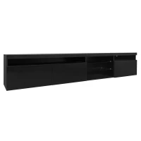 Vinsetto Unique Design TV Stand with 2 Glass Shelves, Ample Storage Space, LED Color Changing Lights, Fits TVs Up to 105", 94.5" L x 16" W x 17.5" H, Black(m-14)