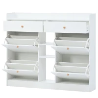 Vinsetto Modern Shoe Cabinet with 4 Flip Drawers, 2-Tier Shoe Storage Organizer, Shoe Rack for Entrance Hallway, 50.5" L x 9.5" W x 42.5" H, White(m-13)