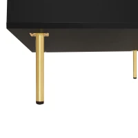 Exquisite High Gloss Coffee Table with 4 Golden Legs, 2 Small Drawers, and 2-Tier Square Center Table for Living Room, Black(m-10)