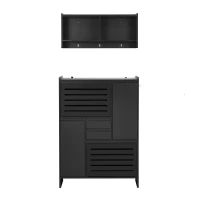 Vinsetto Multi-Functional Shoe Cabinet with Wall Cabinet, Space-Saving Design, 2 Flip Drawers, Versatile Side Cabinet for Hallway, Black(m-2)