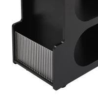 Mobile End Table with Lockable Wheels, Fluted Tempered Glass, Golden Round Rod, Side Table for Living room, 31.5" L x 12" W x 23" H, Black(m-9)