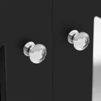 Vinsetto Side Cabinet with Adjustable Shelves, 4-Door Mirror Hollow-Carved TV Stand for TVs Up to 70", Multi-functional Console Table with Storage, Black(m-10)