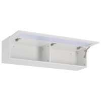 Vinsetto Wall Mount Floating TV Stand with 4 Media Storage Cabinets, 2 Shelves, and 16-Color RGB LED Lights for 95+" TV, White(m-9)