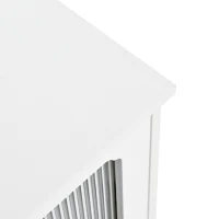 Vinsetto Retro Design TV Stand with Fluted Glass Doors, 2 Drawers and Cabinets, Fits TVs Up to 78", 70" L x 16" W x 22" H, White(m-12)