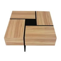 Unique Design Coffee Table with 4 Hidden Storage Compartments, Extendable Sliding Tabletop, UV High-Gloss Finish, 31.5"x31.5", Brown(m-12)
