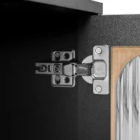 Vinsetto TV Stand with LED Light Strip for TVs Up to 80", Entertainment Center with Glass Doors, Cable Management, 71" L x 12" W x 19" H, Black(m-10)