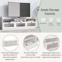Vinsetto Sleek & Modern TV Stand with Acrylic Board Door, Media Console for TVs Up to 65", Ample Storage Space, 63" L x 12" W x 21.5" H, White(m-6)