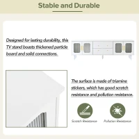 Vinsetto Retro Design TV Stand with Fluted Glass Doors, 2 Drawers and Cabinets, Fits TVs Up to 78", 70" L x 16" W x 22" H, White(m-8)