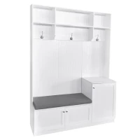 Vinsetto Elegant Hall Tree with Bench and Cushion, Modern Coat Rack with Hooks, Shoe Cabinet Storage, 59" L x 15.5" W x 78.5" H, White(m-13)