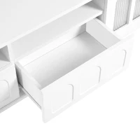 Vinsetto TV Stand with LED Light Strip for TVs Up to 80", Entertainment Center with Glass Doors, Cable Management, 71" L x 12" W x 19" H, White(m-11)