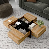 Unique Design Coffee Table with 4 Hidden Storage Compartments, Extendable Sliding Tabletop, UV High-Gloss Finish, 31.5"x31.5", Brown(m-1)
