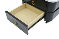 2-in-1 Square Nesting Coffee Table with Wheels & Drawers, High Gloss Marble Grain Top, Tempered Glass, 29" L x 27" W x 16" H, Black+Gold(m-9)