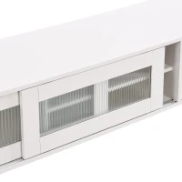 Vinsetto Chic Elegant Design TV Stand with Sliding Fluted Glass Doors, Slanted Drawers Media Console for TVs Up to 75", TV Cabinet with Storage Space, White(m-10)