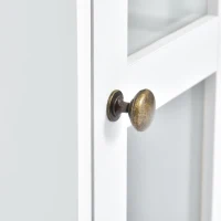 Modern Multifunctional TV Stand for TVs Up to 70" with Glass Door and Bridge, Minimalism Entertainment Wall Unit, 104" L x 15" W x 78.5" H, White(m-10)