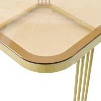 2-in-1 Square Nesting Coffee Table with Wheels & Drawers, High Gloss Marble Grain Top, Tempered Glass, 29" L x 27" W x 16" H, White+Gold(m-12)