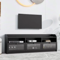 Vinsetto Sleek & Modern TV Stand with Acrylic Board Door, Media Console for TVs Up to 65", Ample Storage Space, 63" L x 12" W x 21.5" H, Black(m-1)