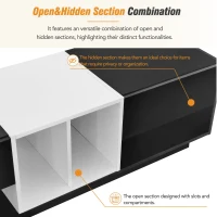 Vinsetto Functional TV Stand with Open and Hidden Storage, Sleek and Stylish TV Stand, Two-Tone Media Console for TVs Up to 80", Black(m-8)