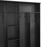 Vinsetto Wide Hall Tree with Storage Bench, Cube Storage, Shelves and 8 Hooks, Multifunctional Coat Rack, Shoe Cabinet, 67" L x 15" W x 72" H, Black(m-10)