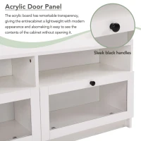 Vinsetto Sleek & Modern TV Stand with Acrylic Board Door, Media Console for TVs Up to 65", Ample Storage Space, 63" L x 12" W x 21.5" H, White(m-7)