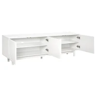 Graceful TV Stand with Arch Cabinets for TVs Up to 78", Minimalist Entertainment Center with Adjustable Shelves and Cable Management, White(m-12)