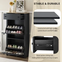 Vinsetto Functional Shoe Cabinet with 2 Flip Drawers, Wood Grain Top, Adjustable Shoe Rack, Free Standing Shoe Cabinet, 24" L x 9.5" W x 47.5" H, Black(m-7)