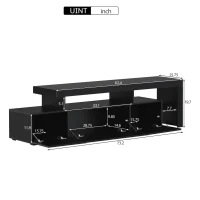 Vinsetto Modern 16-Color LED TV Stand Fits Up to 70" TV, High Gloss Entertainment Center with DVD Shelf, 73" L x 15.5" W x 19.5" H, Black(m-3)