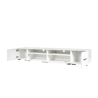 Vinsetto 82.5" Minimalist TV Stand for 90+" TV with Color Changing LED Lights, High Gloss Finish, Modern Entertainment Center, White(m-13)