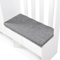 Contemporary Hall Tree with Cushioned Storage Bench, Multifunctional Coat Rack Stand, with Pegboard and 4 Hooks, 39.5" L x 12" W x 71" H, White(m-10)