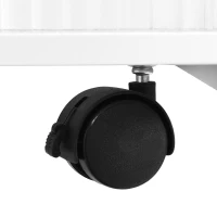 Mobile End Table with Lockable Wheels, Fluted Tempered Glass, Golden Round Rod, Side Table for Living room, 31.5" L x 12" W x 23" H, White(m-10)