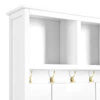 Vinsetto Versatile 4-in-1 Hall Tree with 6 Hooks, Wood Grain Bench, Multiple Storage, and 2 Drawers, 47" L x 15.5" W x 76.5" H, White(m-11)