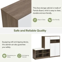 Vinsetto 2-in-1 Shoe Storage Bench & Cabinet, Multi-functional Shoe Rack with Padded Seat and Adjustable Shelves, 55.5" L x 14" W x 43.5" H, White(m-8)