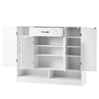 Sleek and Modern Shoe Cabinet with Adjustable Shelves, Minimalist Shoe Storage Organizer, Space-Saving Design, 47.5" L x 12" W x 39.5" H, White(m-11)