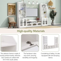 Vinsetto Modern Multifunctional TV Stand Set for TVs Up to 65" with Acrylic Board Door, Tall Cabinets, Chic Elegant Entertainment Wall Unit, White(m-7)