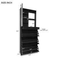Vinsetto Multi-functional Shoe Cabinet with 3 Flip Drawers, Hall Tree with Mirror, Freestanding Entryway Organizer with 6 Hanging Hooks, Black(m-3)