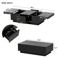 Vinsetto Coffee Table with Hidden Storage, Extendable Cocktail Table with Drawers, Sliding Top for Living Room, 39.5" L x 22" W x 12.5" H, Black(m-3)