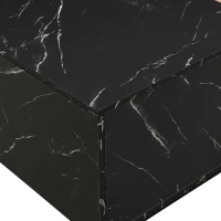 Vinsetto Modern Coffee Table with Faux Marble and Walnut Finish, Rectangular Center Table with 2 Storage Drawers for Living Room, Black(m-10)