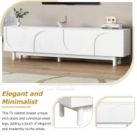 Graceful TV Stand with Arch Cabinets for TVs Up to 78", Minimalist Entertainment Center with Adjustable Shelves and Cable Management, White(m-5)