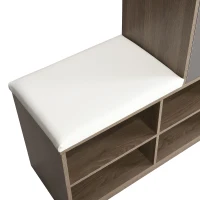 Vinsetto 2-in-1 Shoe Storage Bench & Cabinet, Multi-functional Shoe Rack with Padded Seat and Adjustable Shelves, 55.5" L x 14" W x 43.5" H, White(m-9)