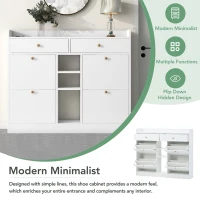 Vinsetto Modern Shoe Cabinet with 4 Flip Drawers, 2-Tier Shoe Storage Organizer, Shoe Rack for Entrance Hallway, 50.5" L x 9.5" W x 42.5" H, White(m-5)