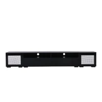 Vinsetto Modern TV Stand Fits TVs Up to 90" with Push to Open Doors, LED Lights, Rattan Style Entertainment Center, 82.5" L x 15.5" W x 14" H, Black(m-2)