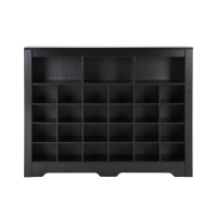 Modern 24-Cubby Shoe Cabinet, Sleek Design with Curved Base, Versatile Sideboard for Hallway, Bedroom, Living Room, Black