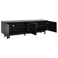 Vinsetto Graceful TV Stand with Arch Cabinets for TVs Up to 78", Minimalist Entertainment Center with Solid Wood Legs and Adjustable Shelves, Black(m-12)