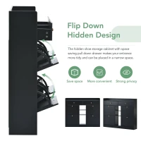 Modern Shoe Cabinet with 4 Flip Drawers, 2-Tier Shoe Storage Organizer, Shoe Rack for Entrance Hallway, 50.5" L x 9.5" W x 42.5" H, Black(m-8)