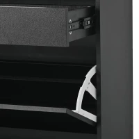 Shoe Cabinet with 2 Flip Drawers and Adjustable Shoe Storage, Tempered Glass Top, LED Light, 35" L x 9.5" W x 41" H, Black(m-9)